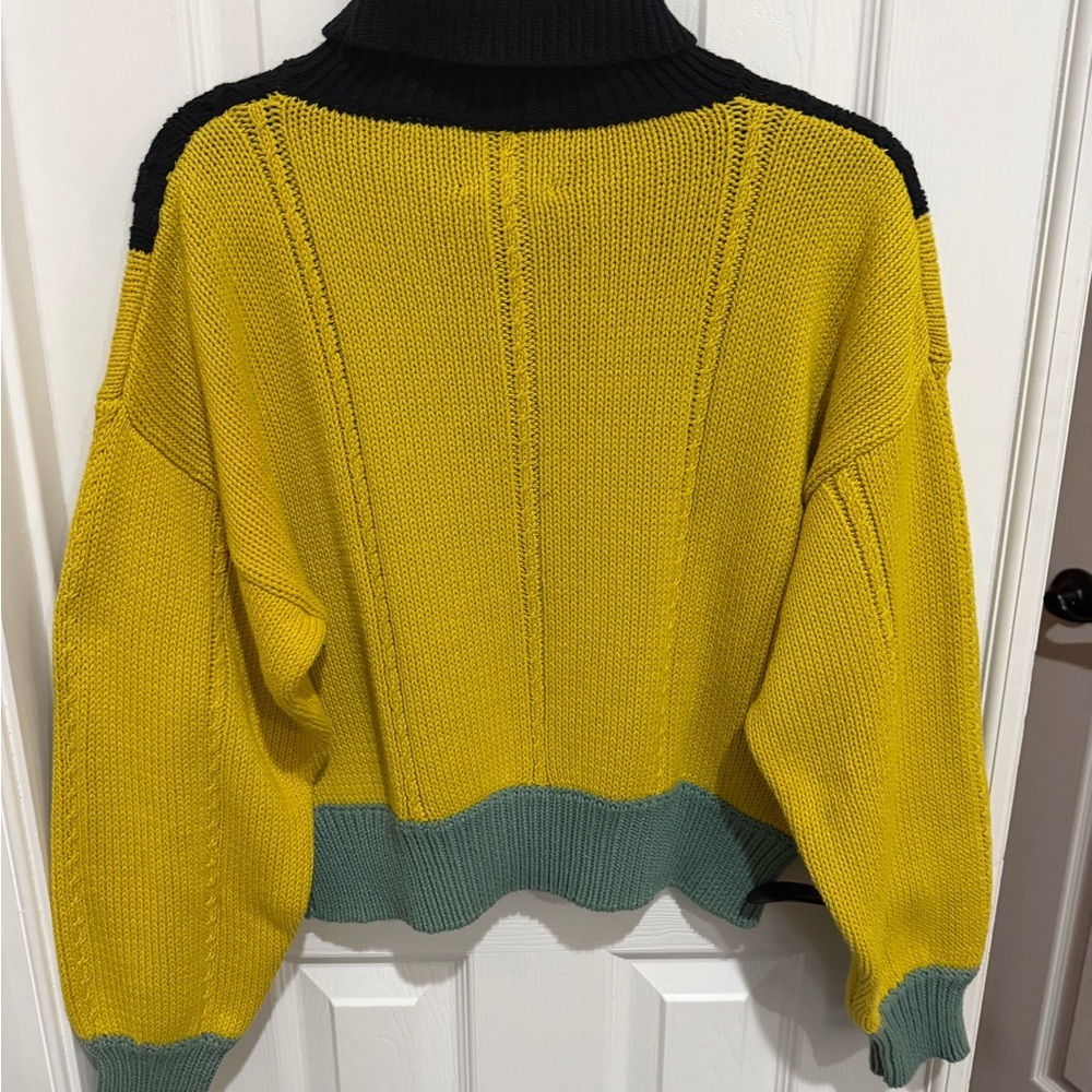 Anne Mieke Colorblock Turtleneck Sweater - Black, Yellow, and Green Small - Picture 4 of 6